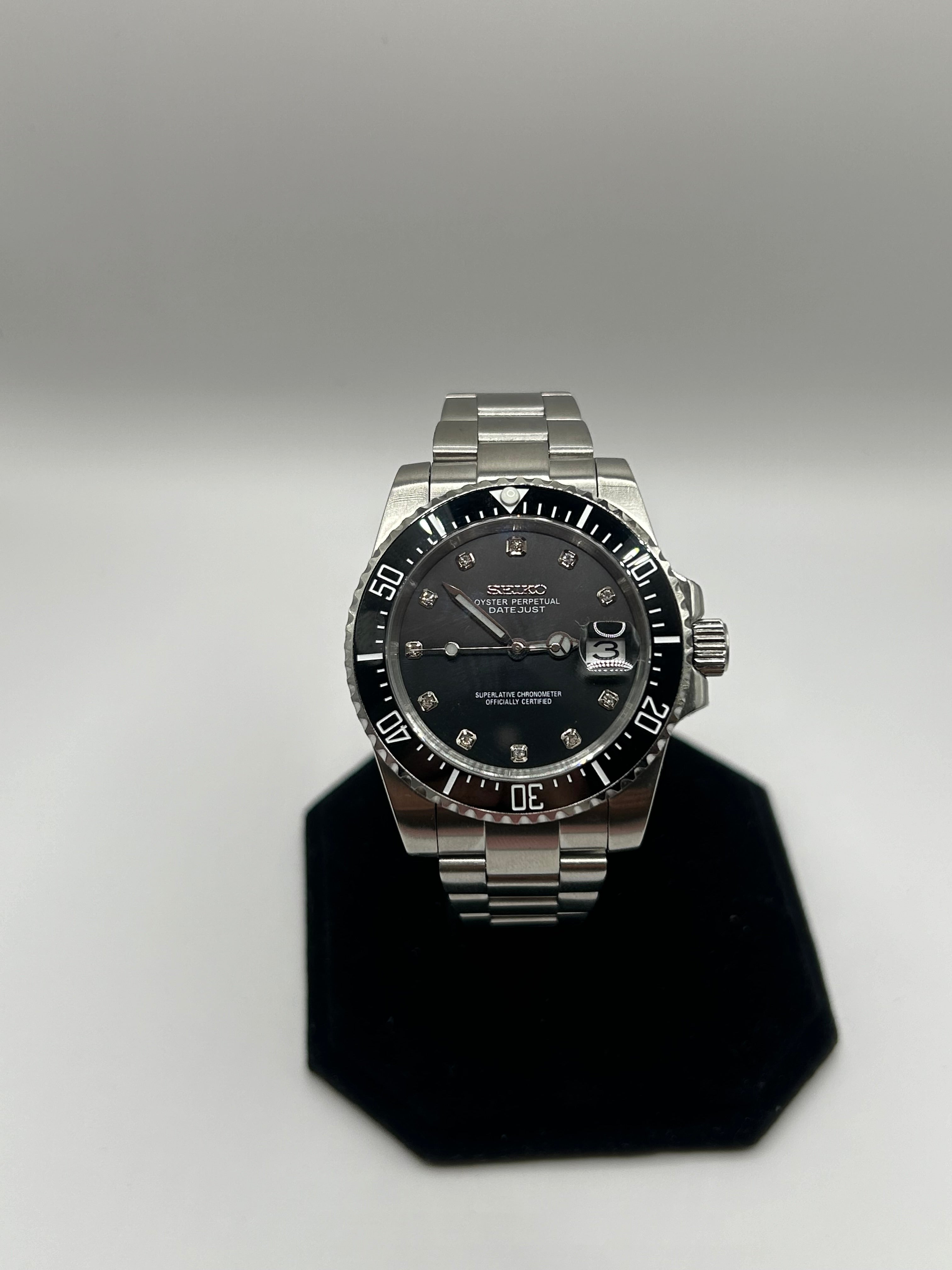 Seiko Black Submariner Diamant