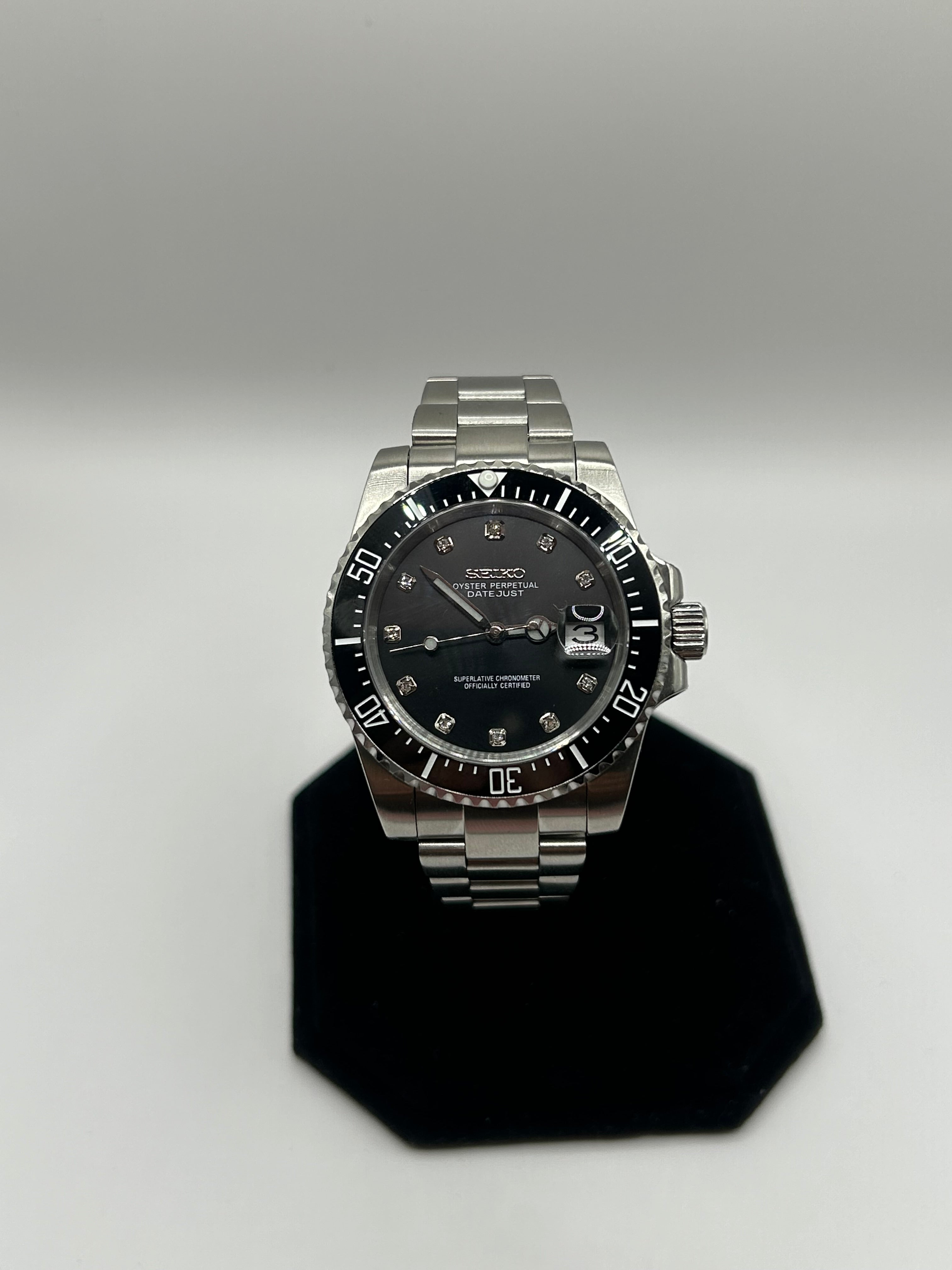 Seiko Black Submariner Diamant