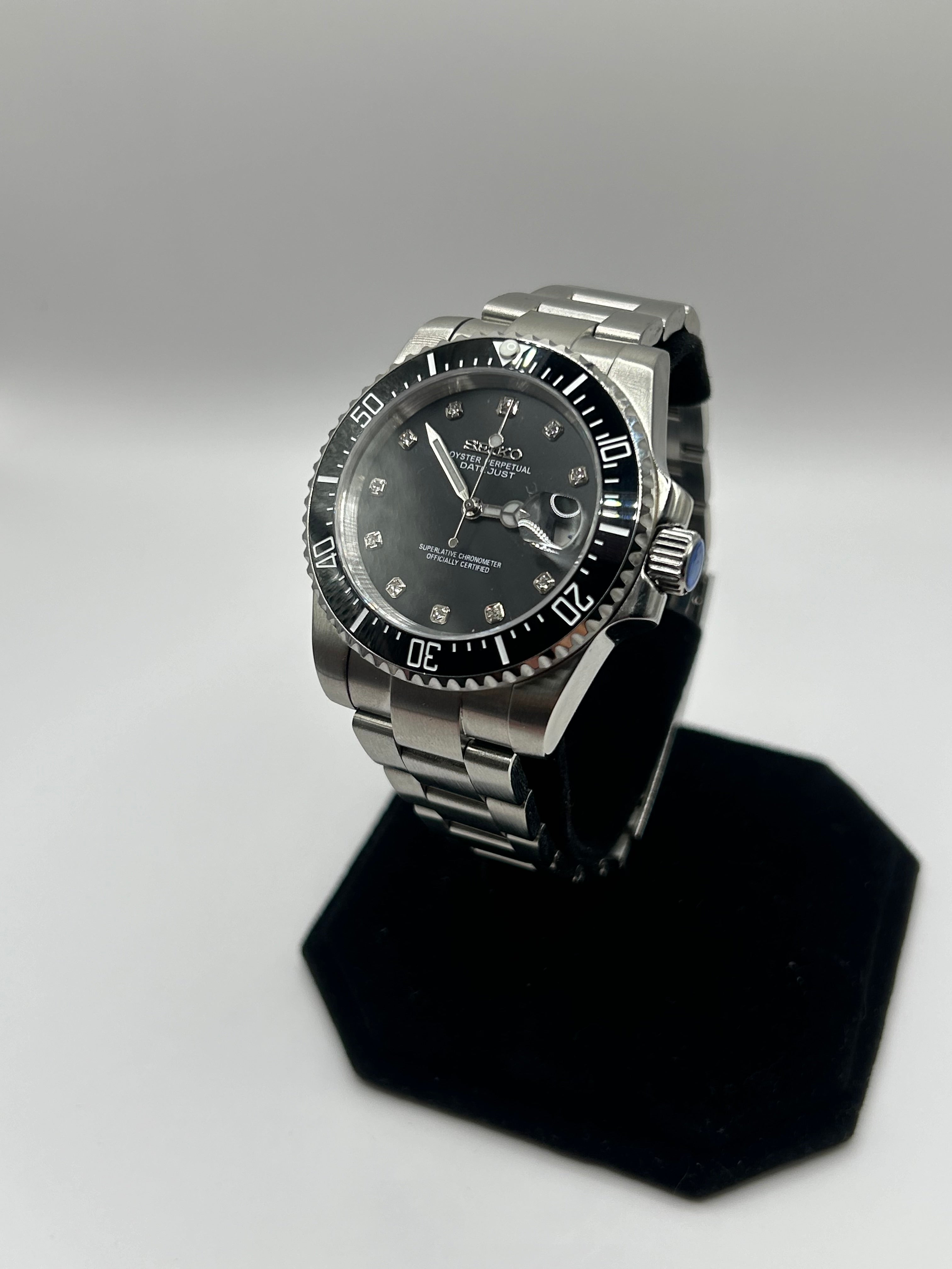 Seiko Black Submariner Diamant