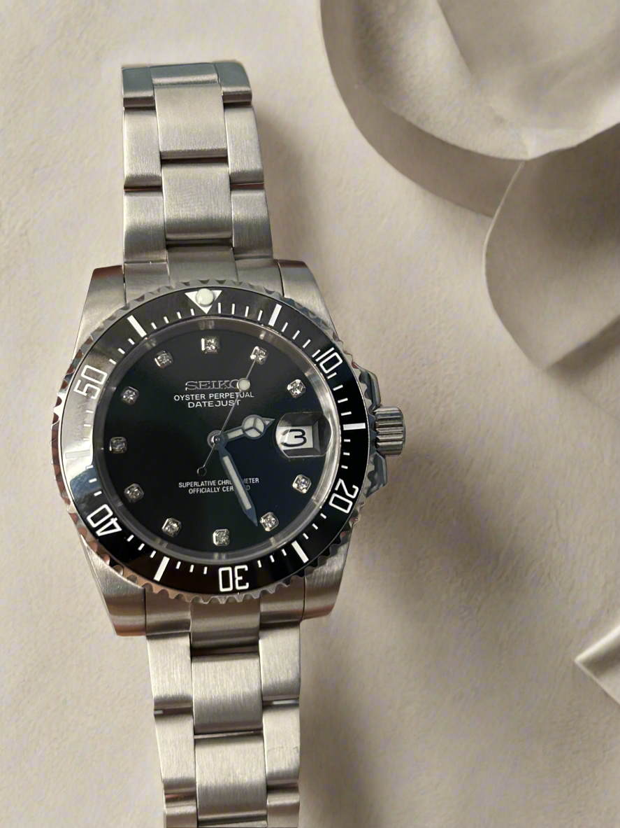 Seiko Black Submariner Diamant