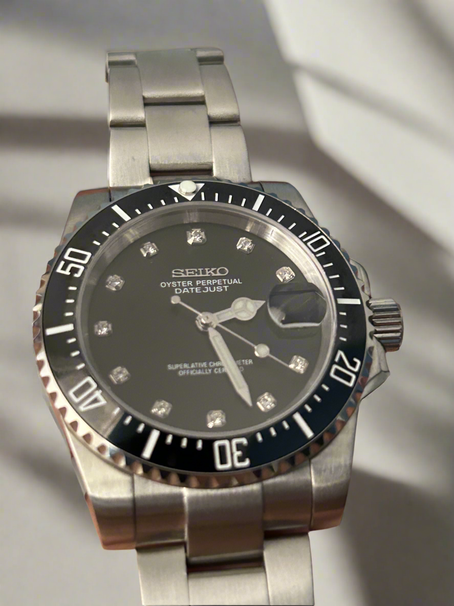 Seiko Black Submariner Diamant